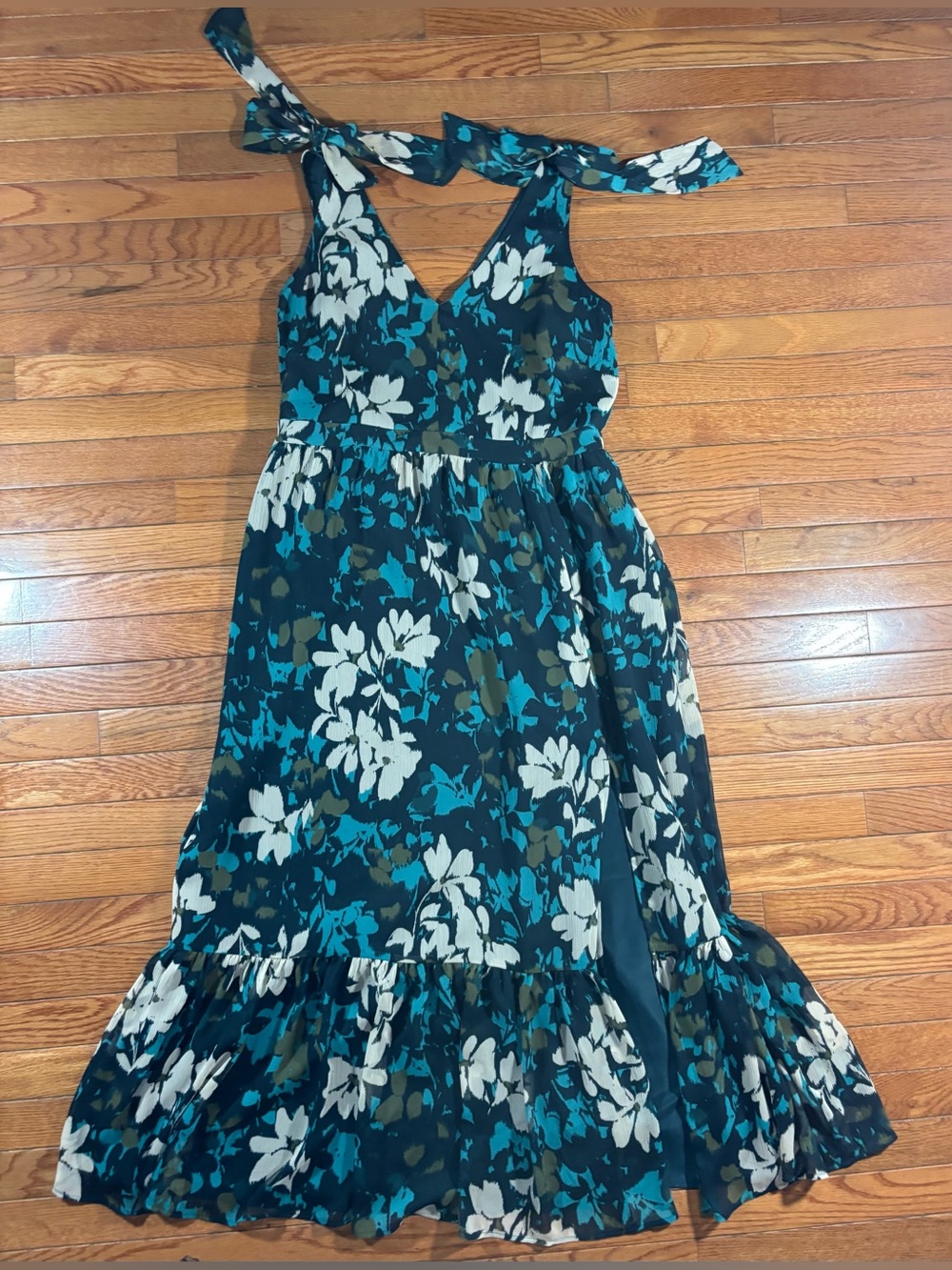 Loft Maxi Dress Floral Romantic Feminine Green Womens Size 12 Flowy - Picture 9 of 16